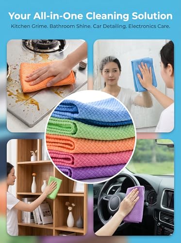 5 Pack Fish Scale Cleaning Cloths, Lint Free Microfiber Polishing Towels