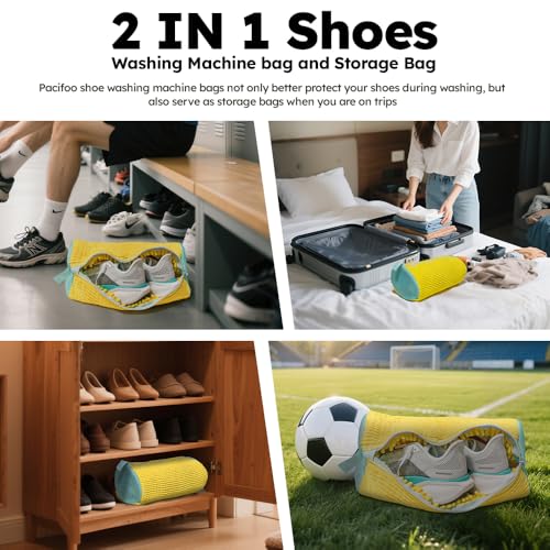 Shoe Washing Machine Bag: Laundry Shoe Bag Keeps Clean - Reusable Shoe Washing Bag for Sneaker Tennis Shoes Unstain Cleaner Kit(Yellow 2 Pcs) - color: Yellow