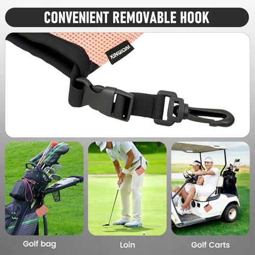 Waterproof Golf Club Cleaner Bag and Golf Ball Washer with Clip,Pink - color: PINK
