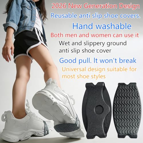 2026Upgraded Reusable TPE Anti-Slip Shoe Covers, 3 Pairs Portable Shoe Grips for Hiking, Loafers, Flats Casual Shoes, Unisex - color: Black