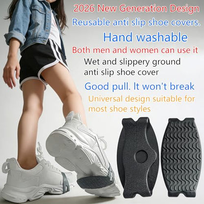 2026Upgraded Reusable TPE Anti-Slip Shoe Covers, 3 Pairs Portable Shoe Grips for Hiking, Loafers, Flats Casual Shoes, Unisex - color: Black