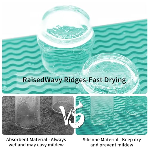 ZLR Small Silicone Drying Mat & Sink Caddy, 6"x12", Mint Green - color: Mint Green, size: 12" x 6"