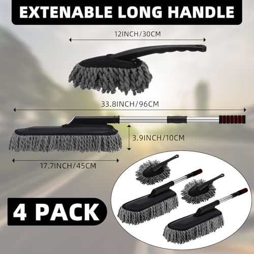4 Pack Microfiber Car Duster Exterior Scratch Free, Gray - color: Gray