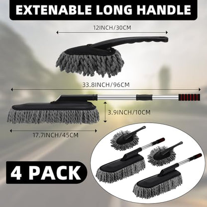 4 Pack Microfiber Car Duster Exterior Scratch Free, Gray - color: Gray