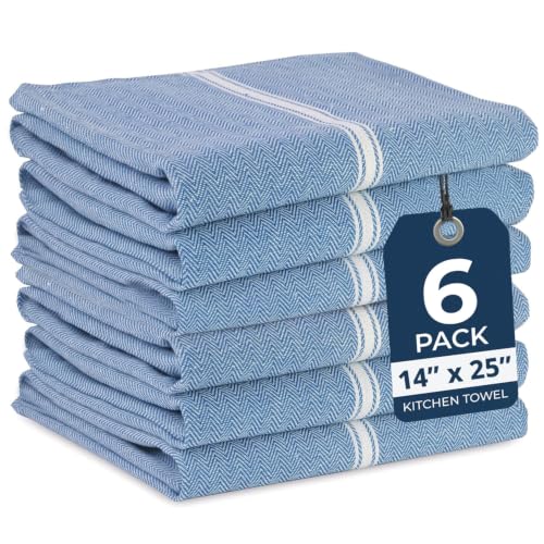 LANE LINEN Tea Towels for Kitchen 100% Cotton Absorbent Lint-Free 6 Pack - color: 07: Indigo, size: 06 Pack