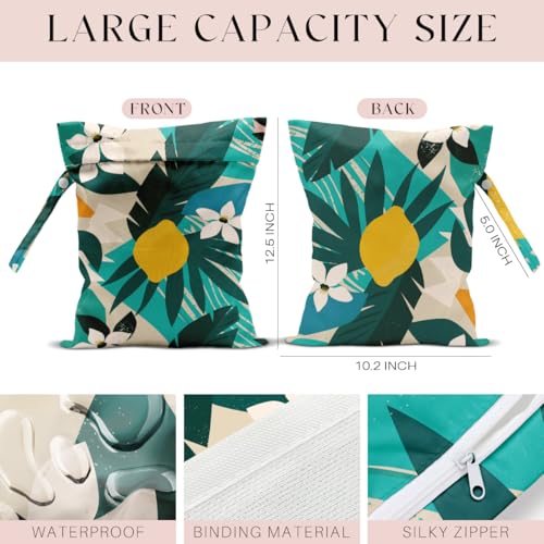 3 Pcs Wet Bag, Wet Dry Bag, Waterproof Aloha Bags, Small Laundry Bags, for Swimsuit, Pool, Travel, Beach, Diapers, Makeup Cruise Ship Essentials, Leaves Decor Travel for Women - color: 2PCS PalmLeaf 2