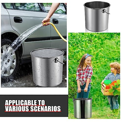 Hsei 2 Pcs Stainless Steel Bucket for Pet Cleaning, 5.3 Gallon Metal Bucket Water Pail with Handle for Fence Kennel Cage Garage Garden Workshop - size: 5.3 Gallon