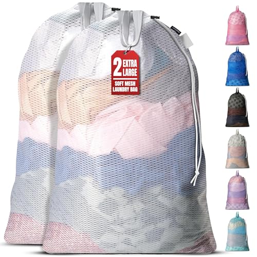 Mesh Laundry Bags 24 x 36 In, 2-Pack - Handy Laundry Heavy Duty Net Bag - color: White, size: 2-Pack