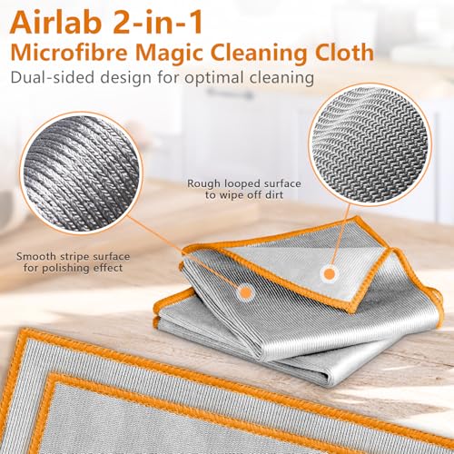 Airlab Glass Polishing Streak Free Miracle Cleaning Cloth, Sliver-Orange - color: Sliver-orange