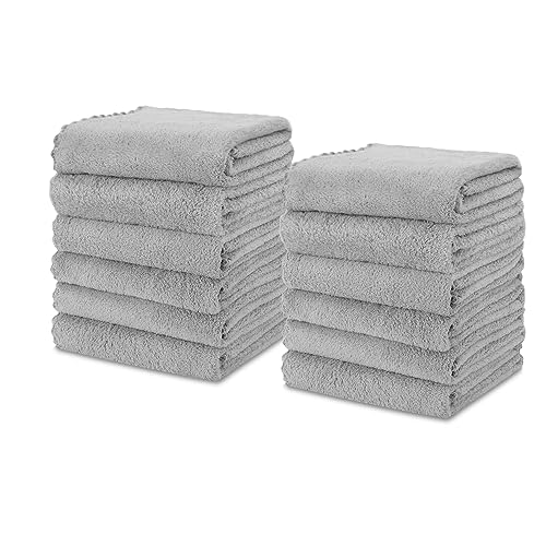 kimteny 12 Pack Microfiber Kitchen Dish Towels for Washing Dishes, Grey - color: Grey, size: 13x28 - 12 Pack