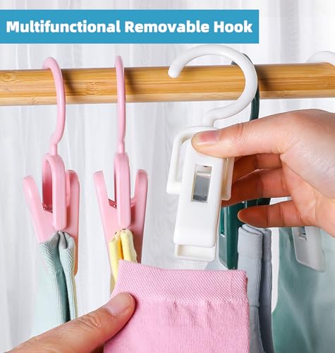 10PCS Laundry Hooks with Clips Super Strong Plastic Home Travel Hanger - color: Multicolor