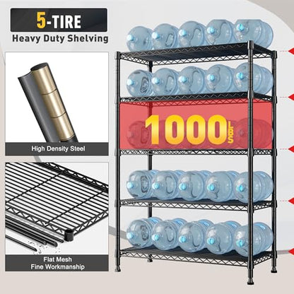 REIBII 31.5" W 5-Tier Storage Shelves, 1000 lbs, Adjustable, for Pantry - size: 5 Tier-15.7"D x 31.5"W x 71"H