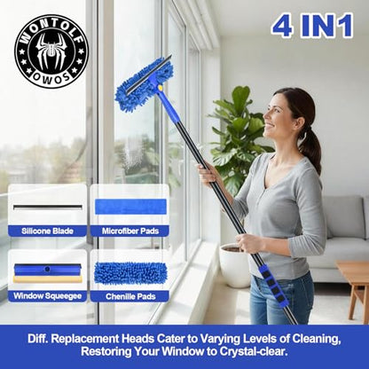 Wontolf 13pcs Window Cleaning Kit with Bucket 3 Gallon, 2-in1 Window Squeegee with 79" Long Handle, Professional Window Washing Equipment Cleaner Tool for Home Outdoor Commercial Use
