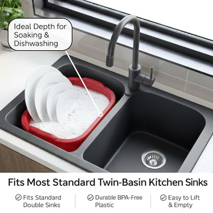 Plastic Wash Tub Dishpan Basin and Foot Bath for Soaking Feet - Red - color: Red