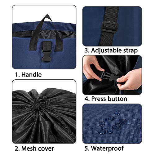 Chrislley 106L Collapsible Laundry Basket, Laundry Backpack, Laundry Bag - color: dark blue