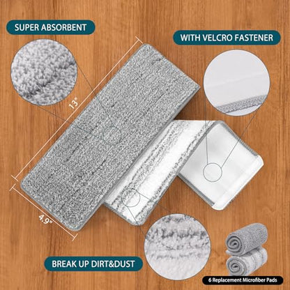 6 Pack Mop Replacement Pads Compatible with Joymoop Flat Mop - color: 6 Pack