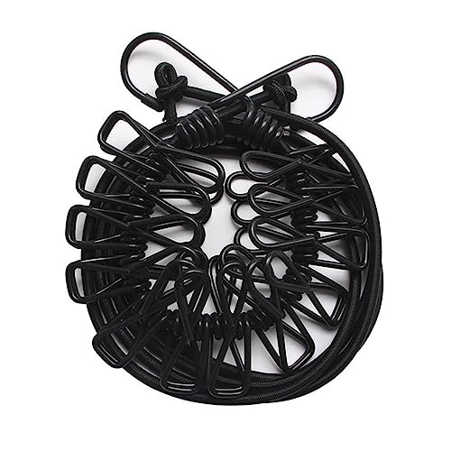 ALINNA Black Retractable Portable Clothesline, Windproof Travel Clothesline with 12 Clothespins for Indoor Laundry Drying, Outdoor Camping Accessories