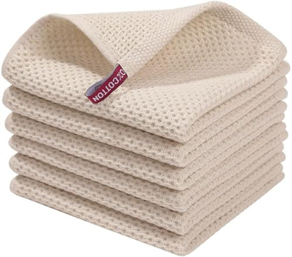 Homaxy 100% Cotton Waffle Weave Kitchen Dish Cloths 6-Pack, Beige - color: Beige, size: 12 X 12 - 6 Pack