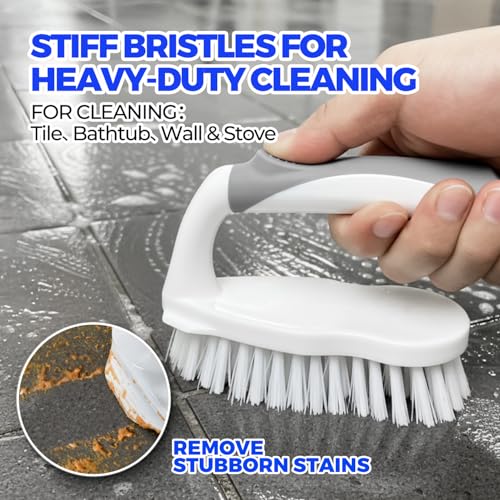 Holikme 6 Pack Cleaning Brush Scrub Brush Kitchen Brush for Floor,Grey - color: Gray