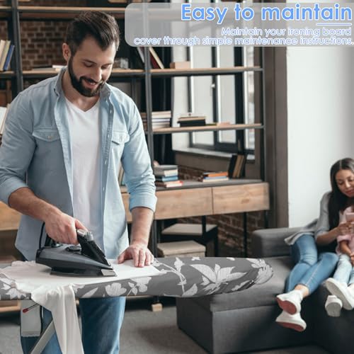 Ironing Board Cover 20" x 55" Extra Wide Thick Padding Fits Most Ironing Boards , Non-Stick, Scorch & Stain Resistant, Easy Install Elastic Edge, Bonus Heat Resistant Ironing Mesh Press Cloth for Home