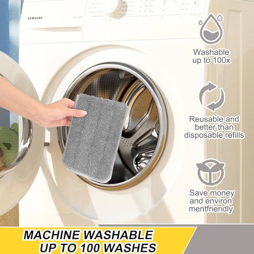 8 Pack 16.5 inch Reusable Mop Pads Microfiber Spray Mop Replacement Heads for Wet/Dry Mops Compatible with Bona Floor Care System - color: Gray Mop Pads