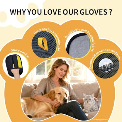 Pet Hair Removal Glove, Pet Hair Gloves for Dogs & Cats - color: 1Pcs-BlackYellow
