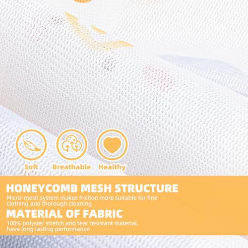 3Pcs Durable Mesh Laundry Bag, Durable Laundry Bags with Premium Zipper (Sunny)