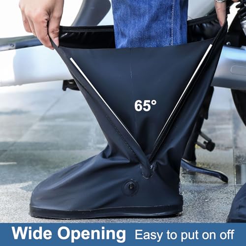 Waterproof Shoe Covers, Reusable & Foldable Rain Boot Shoe Cover with Zipper, Non-Slip, Reflector, Men Women Rain Gear, Black - size: Small
