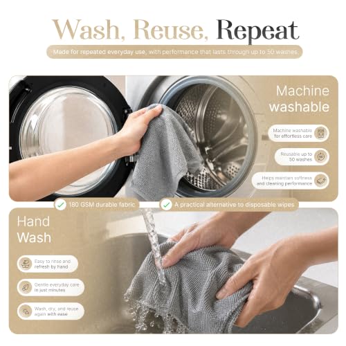 Microfiber Cleaning Cloth Roll 20 Sheets 11" x 10" Tear Away Microfiber Towel Roll Reusable Paper Towels Washable Ultra Absorbent Lint-Free Cleaning Cloths for Kitchen, Car and Home Use, Grey - color: Grey