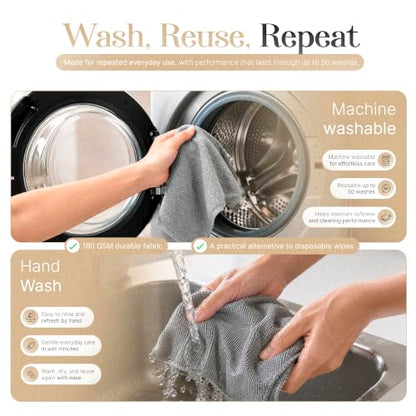 Microfiber Cleaning Cloth Roll 20 Sheets 11" x 10" Tear Away Microfiber Towel Roll Reusable Paper Towels Washable Ultra Absorbent Lint-Free Cleaning Cloths for Kitchen, Car and Home Use, Grey - color: Grey