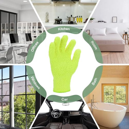 M METERXITY Dusting Gloves, Reusable Washable Mittens for Plants/House/Cars/Blinds Dusting, Leaf Cleaning Glove Mittens - color: Lime Green, size: 7 x 9.5 cm