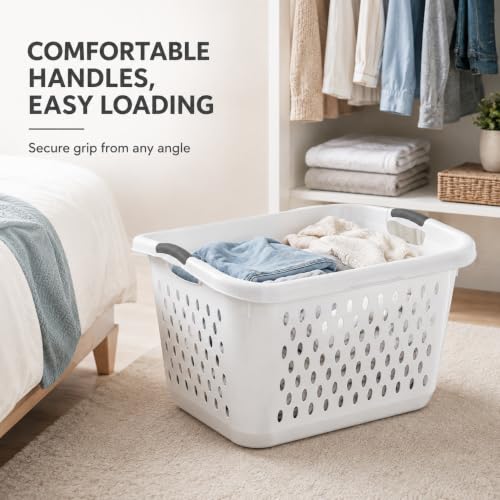 Laundry Basket 2.7 Bushel Extra Large Plastic with Handles White - color: Pearl white 1pc