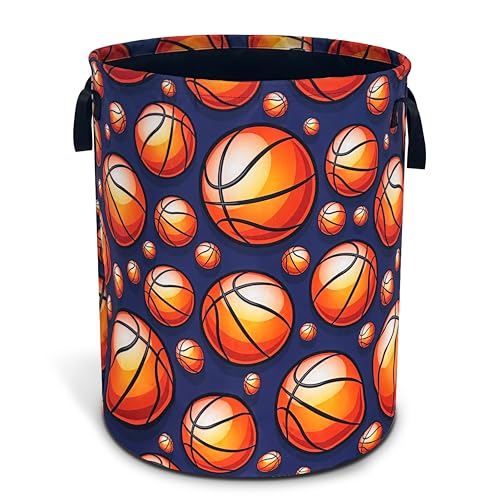 Basketball Laundry Basket Foldable Oxford Cloth Hamper 18.9 x 16.5 Inch - color: Basketball