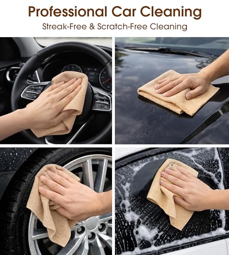 Microfiber Cleaning Cloth Roll, 100 Pack 12 x 12 Inch Tear Away Reusable Paper Towels, Thick Cleaning Towels, Absorbent Lint Free Washable Rags for Kitchen, Car, Garage and Workshop - Wheat - color: Wheat