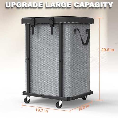 Laundry Basket with Wheels,150L (40 Gal) Rolling Hamper Carts - Gary - color: Gray, size: 1 Section-150L