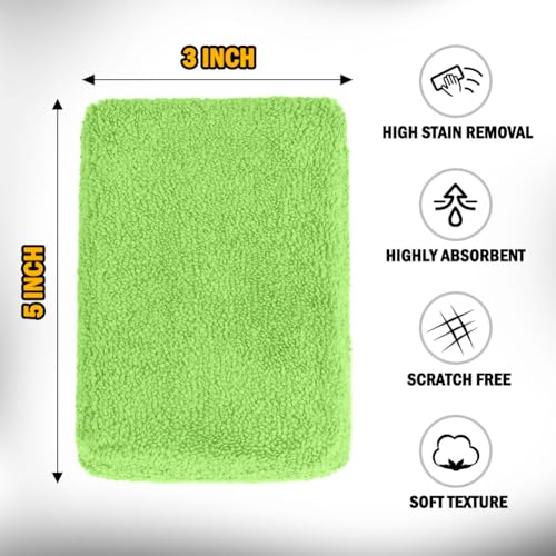 HOMEXCEL Microfiber Applicator Pads, Scratch-Free Car Wash Sponge for Cleaning, Premium Wax Foam Applicator Pads for Car Detailing, 5”x3”, 8 Pack, Green - color: Green