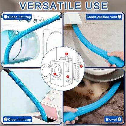 Dryer Vent Cleaner Kit - Universal Vacuum Hose Attachment + Dryer Lint Brush for Fast Lint Removal, Suitable for Most Vaccum Cleaners Energy-Saving Tool to Boost Dryer Efficiency