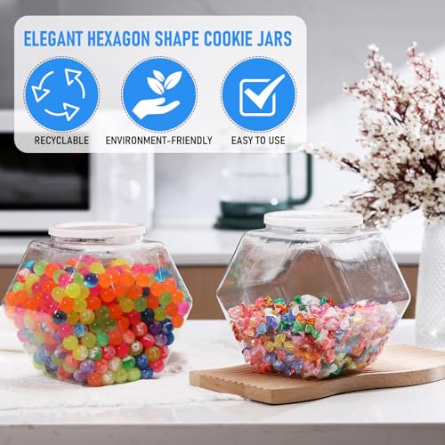 Uiifan Plastic Candy Jar with Lid Clear Hexagonal Fish Bowls,70 Oz - size: 70 oz