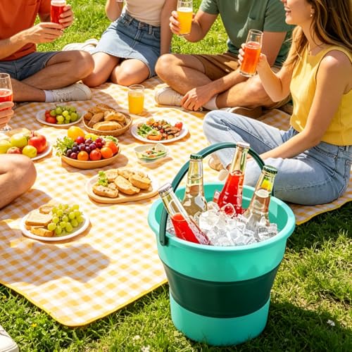 Collapsible Bucket 4.5 Gallon/17L Large Capacity Foldable Cleaning Buckets - color: Large Green