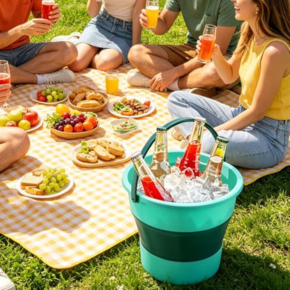 Collapsible Bucket 4.5 Gallon/17L Large Capacity Foldable Cleaning Buckets - color: Large Green