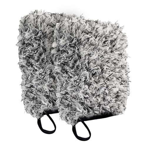 2PCS Microfiber Car Wash Mitt, Car Wash Gloves, 6.0 x 5.3 Inch Microfiber Wheel Cleaning Mitt, Car Washing Accessories Super Soft Long Hair Car Detailing Washing Gloves for Auto Cleaning