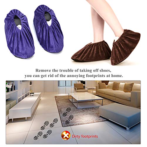 PlasMaller 5 Pairs Non Slip Washable Reusable Shoe Covers For Household Thickened Boot Covers, 5 Colors, L - color: 5 Colors, size: Large