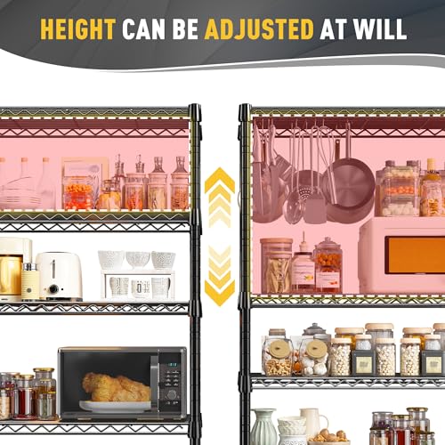 REIBII 31.5" W 5-Tier Storage Shelves, 1000 lbs, Adjustable, for Pantry - size: 5 Tier-15.7"D x 31.5"W x 71"H