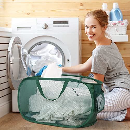 6 Pcs Durable Collapsible Laundry Baskets, Foldable Laundry Basket Large Opening, Pop Up Laundry Hamper with Pocket, Clothes Hamper with Handles for Laundry, Bathroom, Kids Room, Dorm or Trave - color: 6 x Gray+Black+Navy+Green+Beige+White