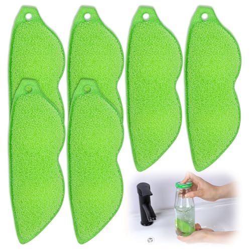 6 Pcs Magic Beans Bottle Cleaner Sponge Reusable Bean Shape Water Bottle Cleaning Sponge Green Heat Resistance Bottle Brush for Internal Cleaning of Small Mouth Cleaning Tools