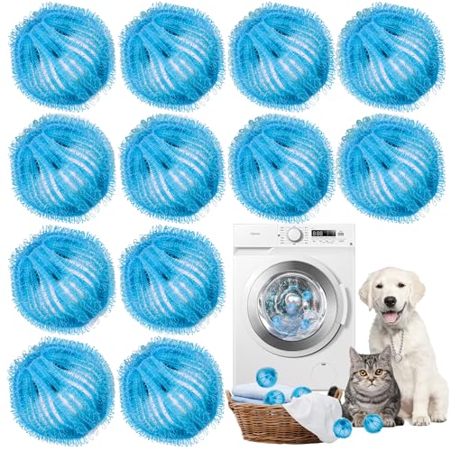 12 Pcs Pet Hair Remover for Laundry, Pet Hair Catcher, Washing Balls, Reusable Washing Machine Lint Paw Hair Catcher, Lint Balls for Washing Machine Dryer (Blue) - color: Blue