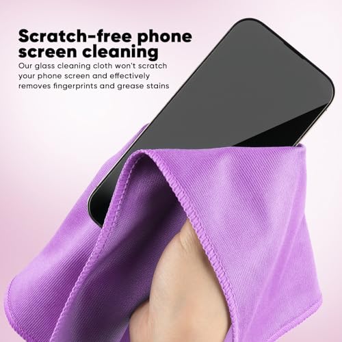 HOMEXCEL Glass Cleaning Cloths 6PK, Streak Free Towel for Windows, 14x16in - color: Purple, size: 14 x 16 Inch