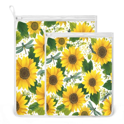 Mesh Laundry Bags Lingerie Bags for Washing Delicates 2 PCS Durable Wash Bag with Zipper Small and Medium Washable Cute Yellow Sunflowers and Dragonflies - color: Cute Yellow Sunflowers and Dragonflies