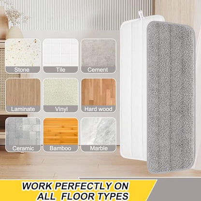 16.5 Inch Reusable Mop Pads Microfiber Spray Mop Replacement Heads for Wet/Dry Mops Compatible with Bona Floor Care System (6 Pack) - color: Gray