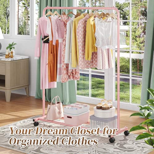 Simple Trending Clothes Clothing Garment Rack, Clothes Organizer, Pink - color: Pink, size: 14.75"D x 43.5"W x 54.25"H